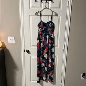 Floral Maxi Dress with Spaghetti Straps and Pockets